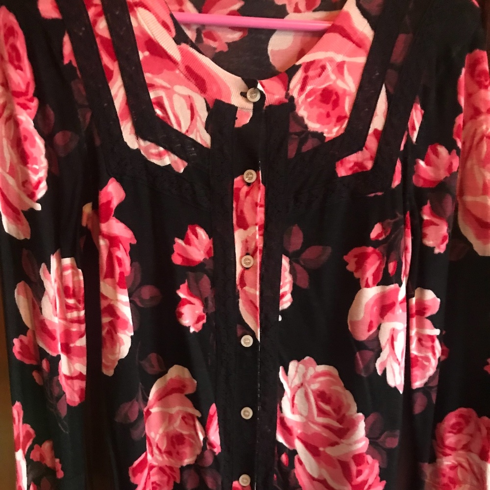 Kate Spade Women's Small Floral Lace Trimmed Cardigan Sweater